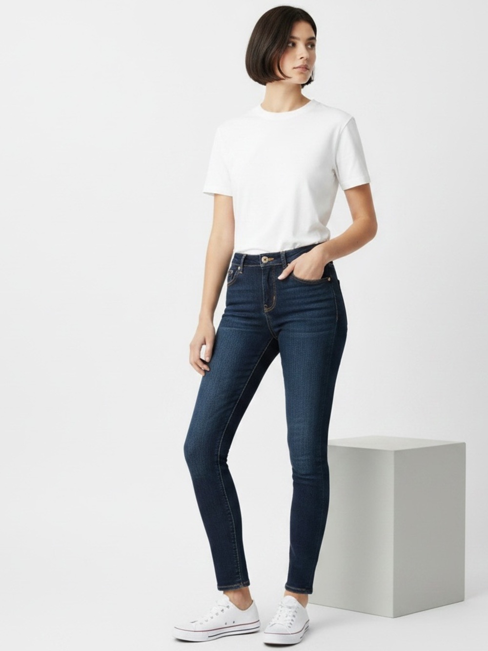 Hudson Dark Blue High-Rise Skinny Jeans